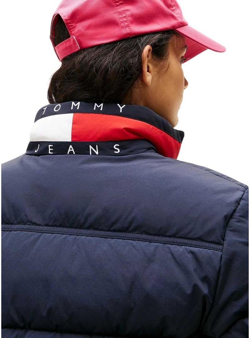 Jaqueta acolchoada Tommy Jeans Flag azul marinho para mulher.