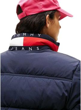 Jaqueta acolchoada Tommy Jeans Flag azul marinho para mulher.