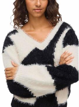 Camisola Vila Nuo preta e branca para mulher.