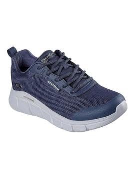 Sapatilhas Skechers Bobs Flex Waterproof azul para mulher.
