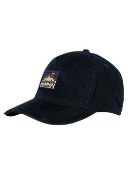 Boné Superdry Graphic Cord Trucker em veludo cotelê azul marinho.