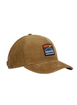 Boné Superdry Graphic Cord Trucker de veludo caramelo.