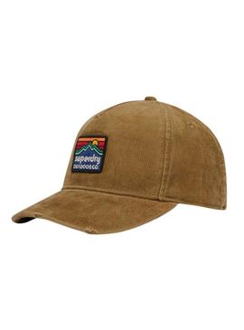 Boné Superdry Graphic Cord Trucker de veludo caramelo.