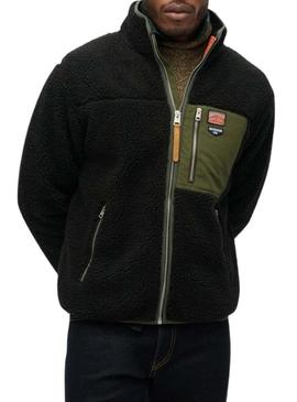Polar Superdry Vintage Retro Full Zip preto para homem.
