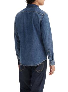 Camisa Levis Battery azul para homem.
