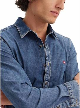 Camisa Levis Battery azul para homem.