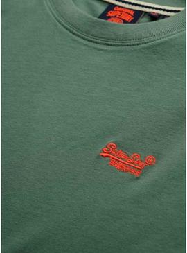Camiseta Superdry Essential Logo verde para homem.