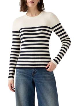 Camisa Levis Adrienne listrada em branco e azul para mulheres
