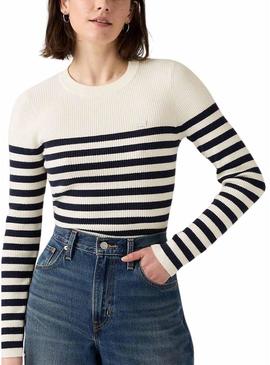 Camisa Levis Adrienne listrada em branco e azul para mulheres