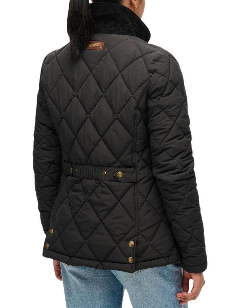 Jaqueta Superdry Cord Trimmed Liner preta para mulher.