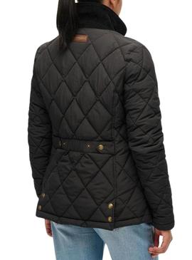 Jaqueta Superdry Cord Trimmed Liner preta para mulher.