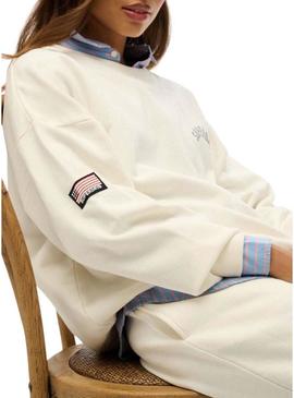 Moletom Superdry Athletic Relaxed Printed bege para mulher.