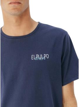 Camiseta El Pulpo logotipo azul para homem