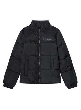 Casaco acolchoado Pepe Jeans Cash preto para criança.