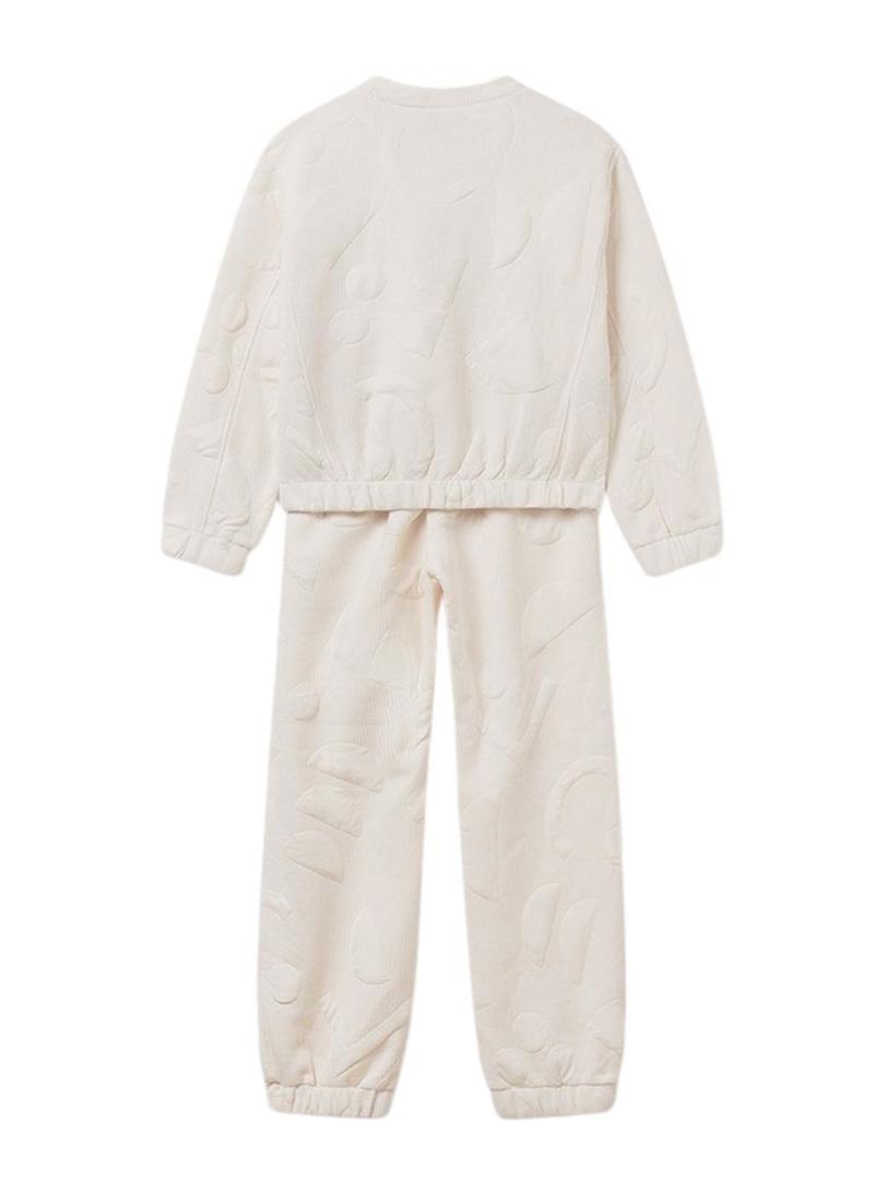 Conjunto de moletom acolchoado bege da Mayoral para menina.