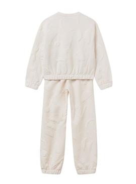 Conjunto de moletom acolchoado bege da Mayoral para menina.