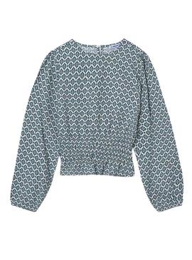 Blusa Mayoral estampado geométrico azul para menina