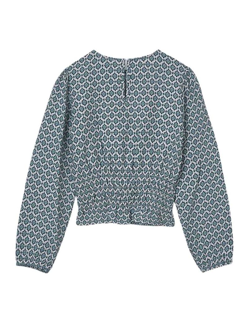 Blusa Mayoral estampado geométrico azul para menina