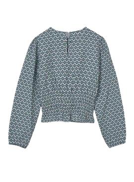 Blusa Mayoral estampado geométrico azul para menina