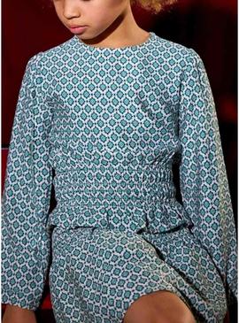 Blusa Mayoral estampado geométrico azul para menina