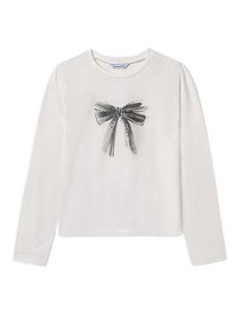 Camiseta Mayoral laço branco para menina