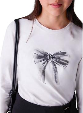 Camiseta Mayoral laço branco para menina