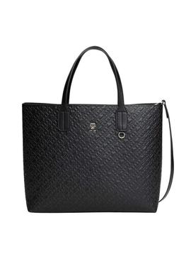 Bolsa Tommy Hilfiger Icon Satchel preta para mulher