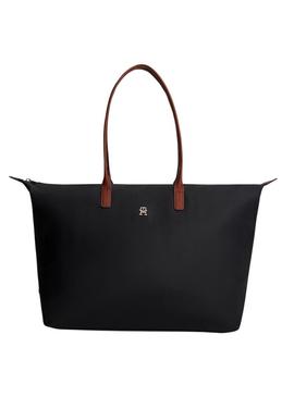 Bolsa Tommy Hilfiger maxi tote nylon preta para mulher.