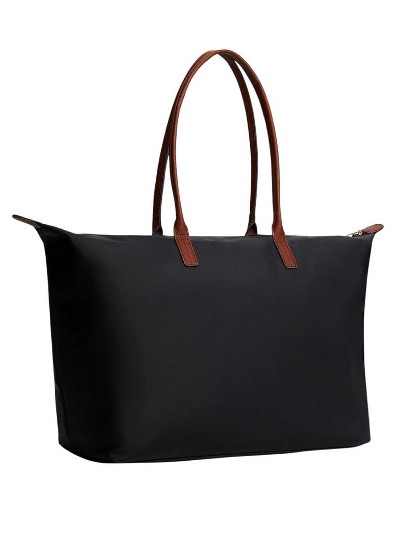 Bolsa Tommy Hilfiger maxi tote nylon preta para mulher.