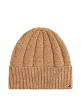 Gorro de lã Tommy Hilfiger Fluffy bege para mulher.