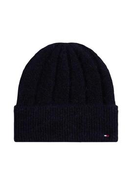 Touca de lã Tommy Hilfiger Fluffy azul marinho para mulher.