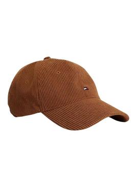 Boné Tommy Hilfiger Flag de veludo cotelê marrom para homem.