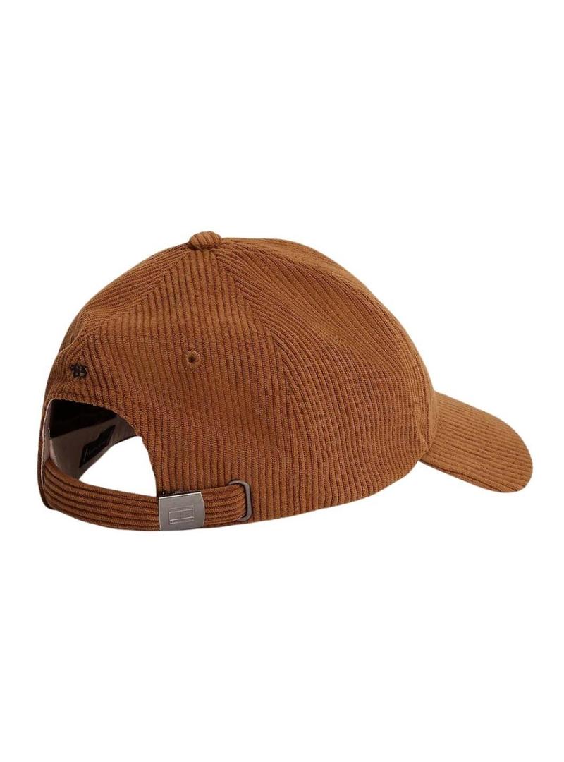 Boné Tommy Hilfiger Flag de veludo cotelê marrom para homem.