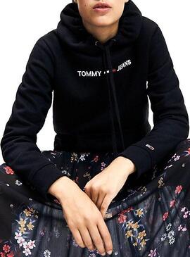 Sweat Tommy Jeans Linear Logo Preto para Mulher
