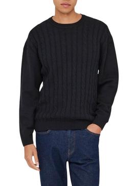 Camisola Only and Sons Lamard azul marinho para homem.