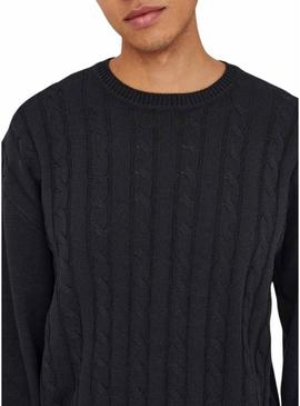 Camisola Only and Sons Lamard azul marinho para homem.