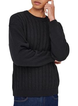 Camisola Only and Sons Lamard azul marinho para homem.