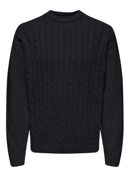 Camisola Only and Sons Lamard azul marinho para homem.