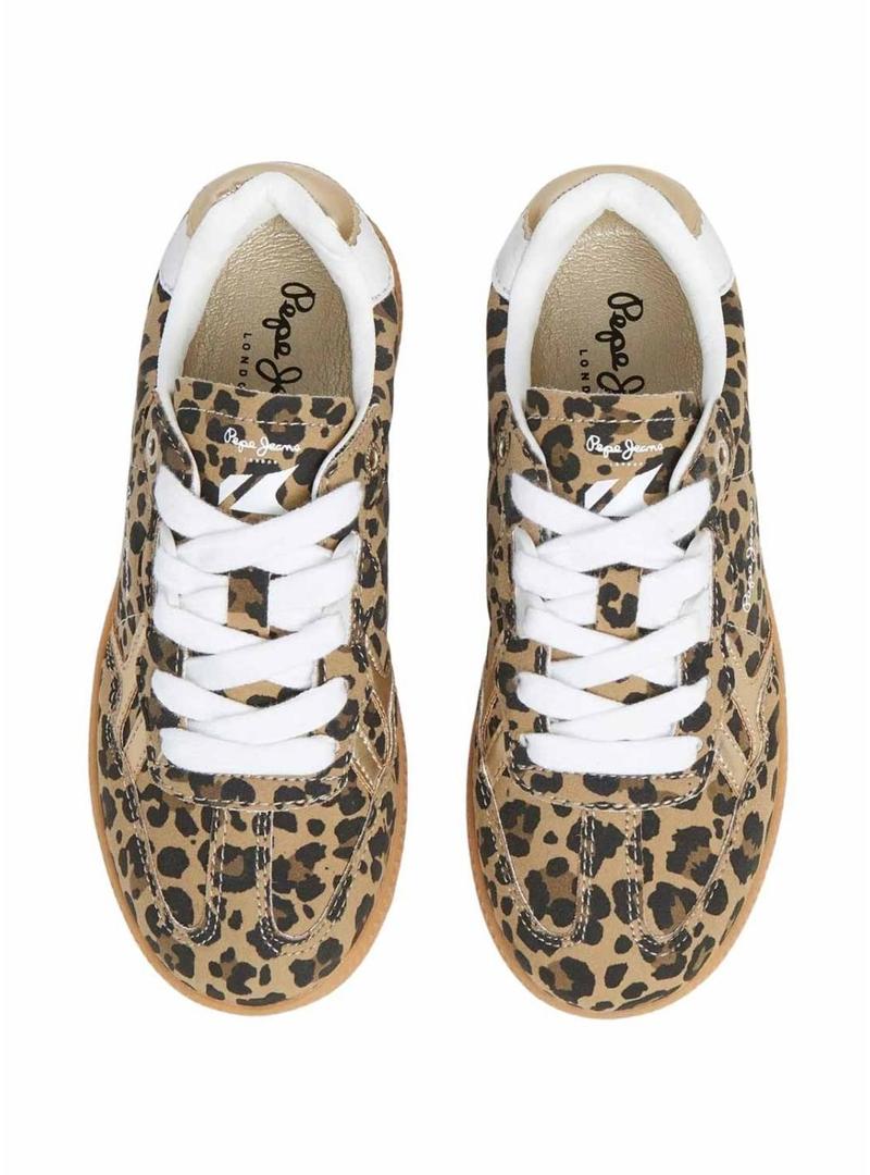 Sapatilhas Pepe Jeans Ball animal print para menina.