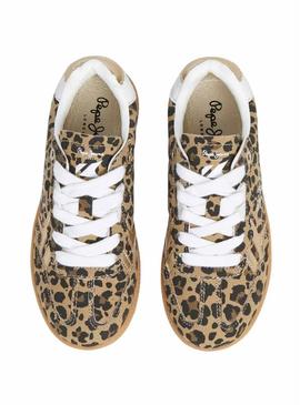 Sapatilhas Pepe Jeans Ball animal print para menina.