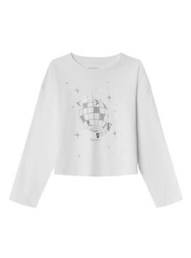 Camiseta Pepe Jeans Amberly branca para menina.