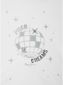 Camiseta Pepe Jeans Amberly branca para menina.