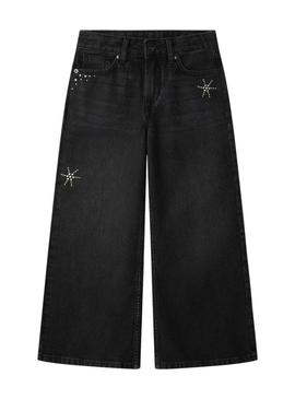 Calça Pepe Jeans Wide Leg preta para menina