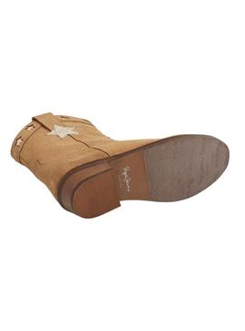 Botins Pepe Jeans Western Star camelo para menina.