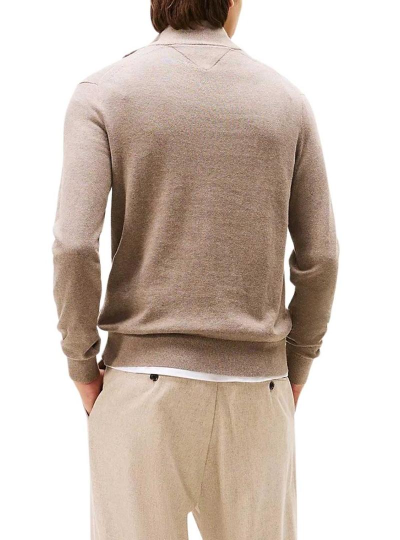 Camisola Tommy Hilfiger com zíper bege.