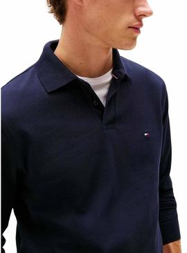 Camisa polo Tommy Hilfiger 1985 azul marinho para homens.