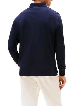 Camisa polo Tommy Hilfiger 1985 azul marinho para homens.