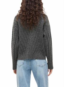 Camisola Vila Virelli cinza de malha para mulher.