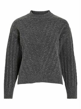 Camisola Vila Virelli cinza de malha para mulher.