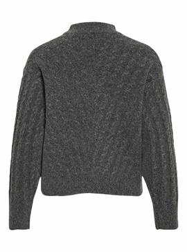 Camisola Vila Virelli cinza de malha para mulher.